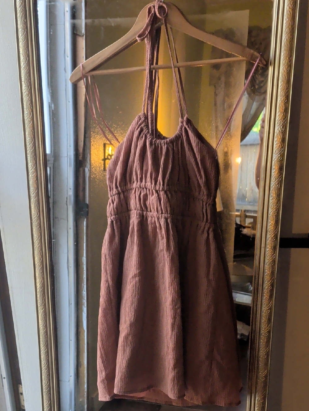Amuse Society Brown Halter Tie Mini Dress